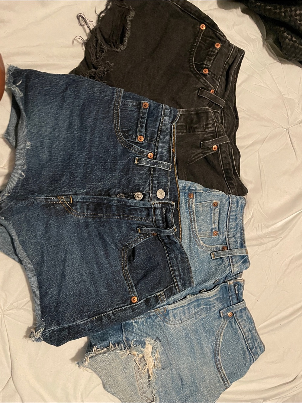 LEVIS Women’s Denim Shorts - Black, Dark Blue & Light Blue BUNDLE